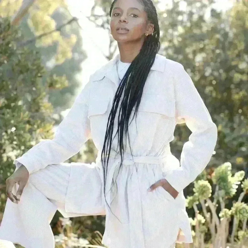 Rachel Pally corduroy Indy Jacket Overshirt in parchment beige cream work shirt